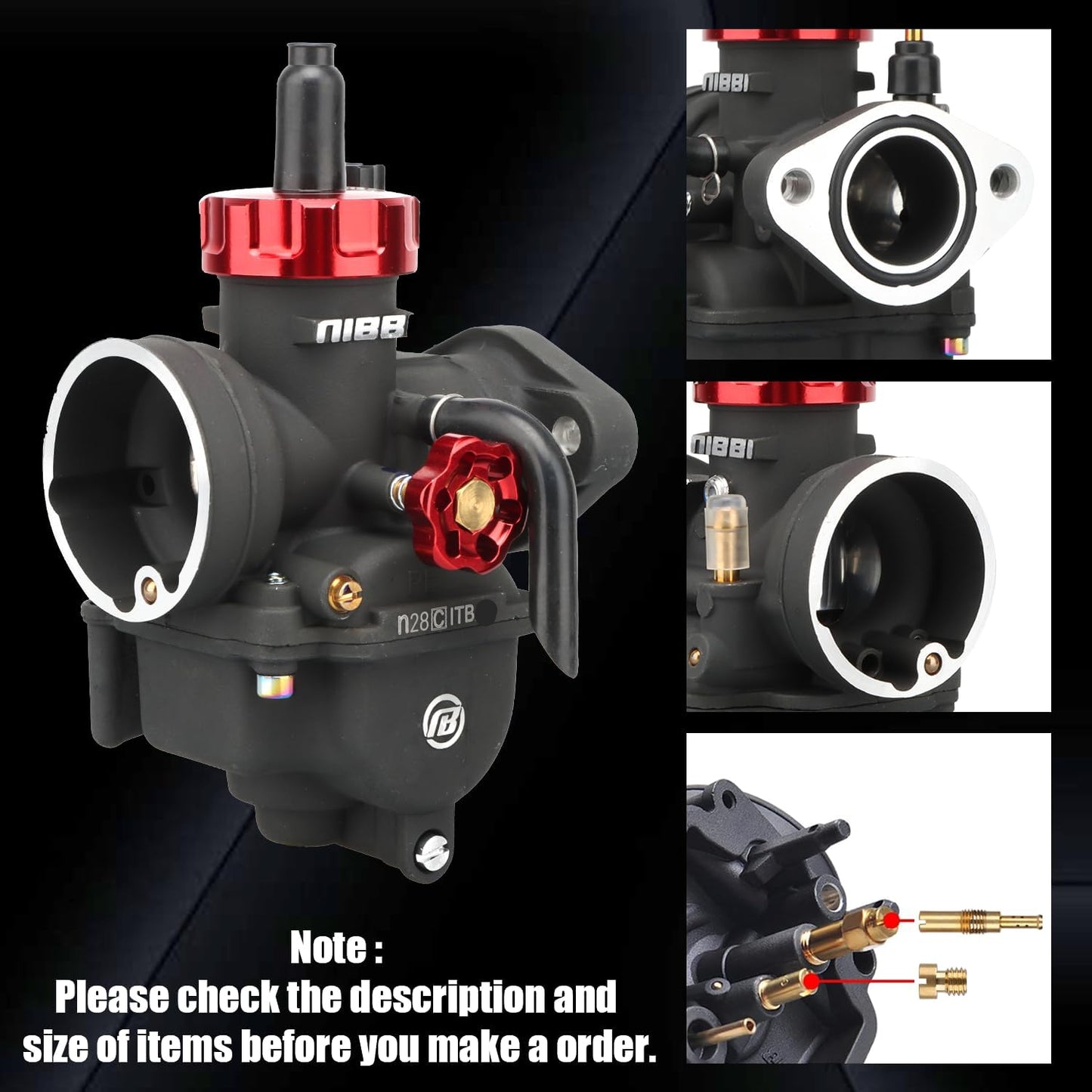 Carburador PE28 mm, apto para motor de motocicleta, (DETALLE).