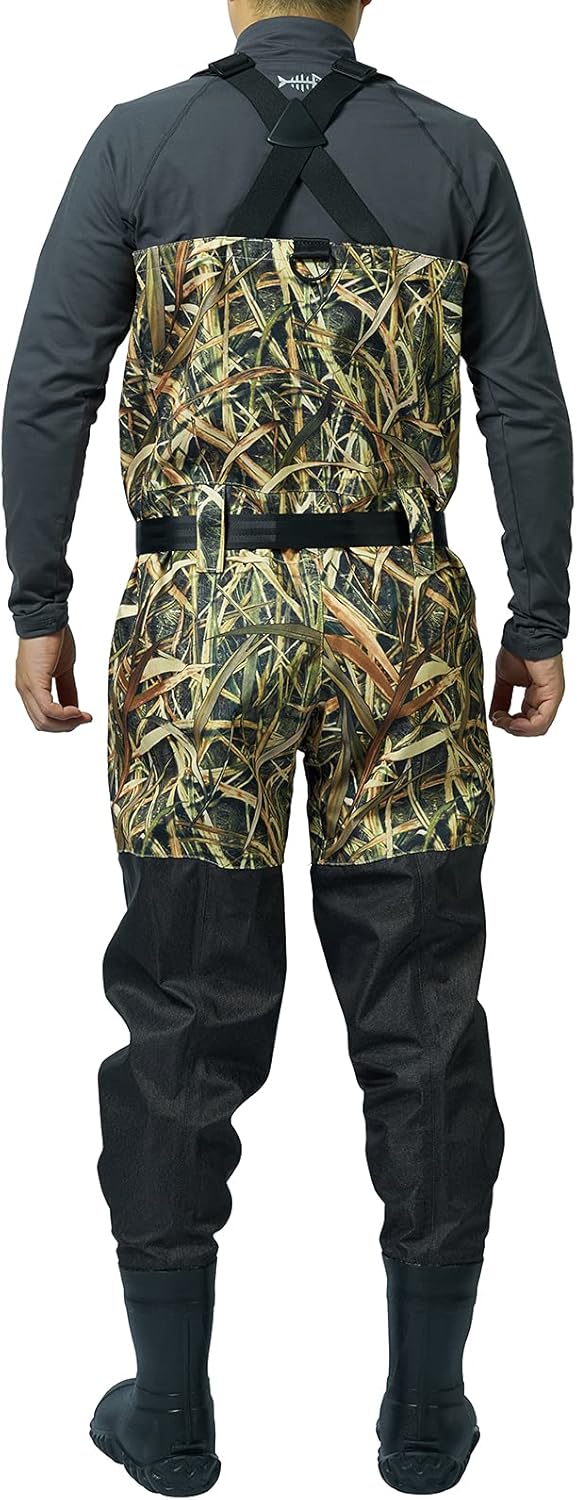 Vadeador transpirable, camuflaje hierba, para caza y pesca. XL