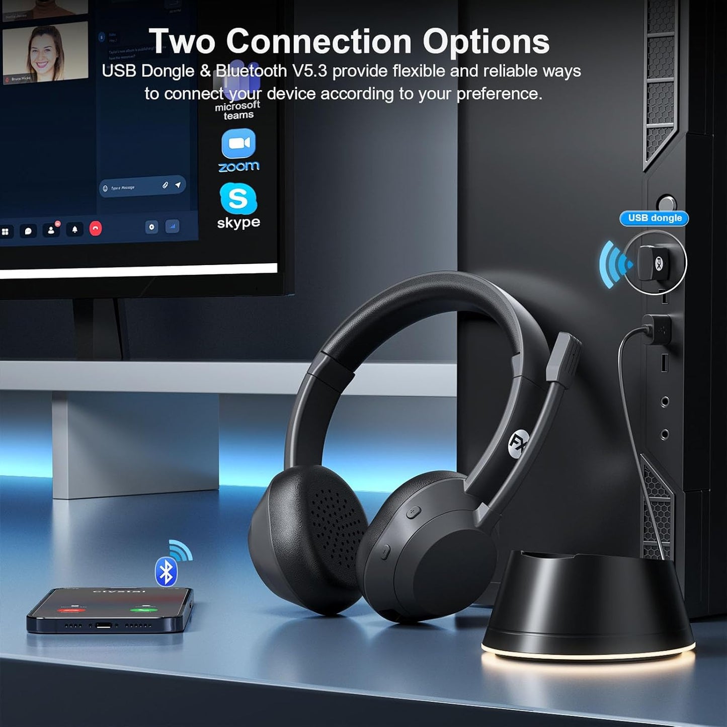 Auriculares inalámbricos Bluetooth con micrófono, FXwonty.