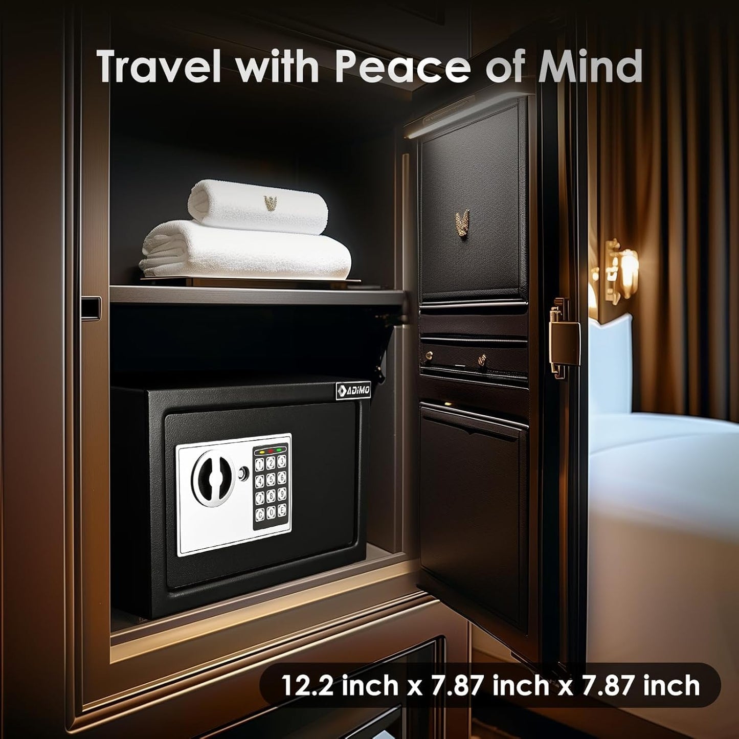 Caja de seguridad, pequeña con bolsa de seguridad ignífuga, con llaves y código de paso