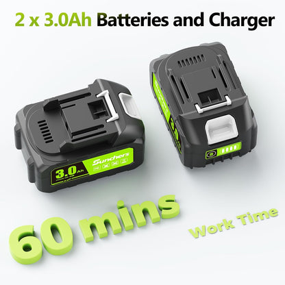Soplador De Hojas Eléctrico Inalámbrico Con 2 Baterías De 3.0Ah