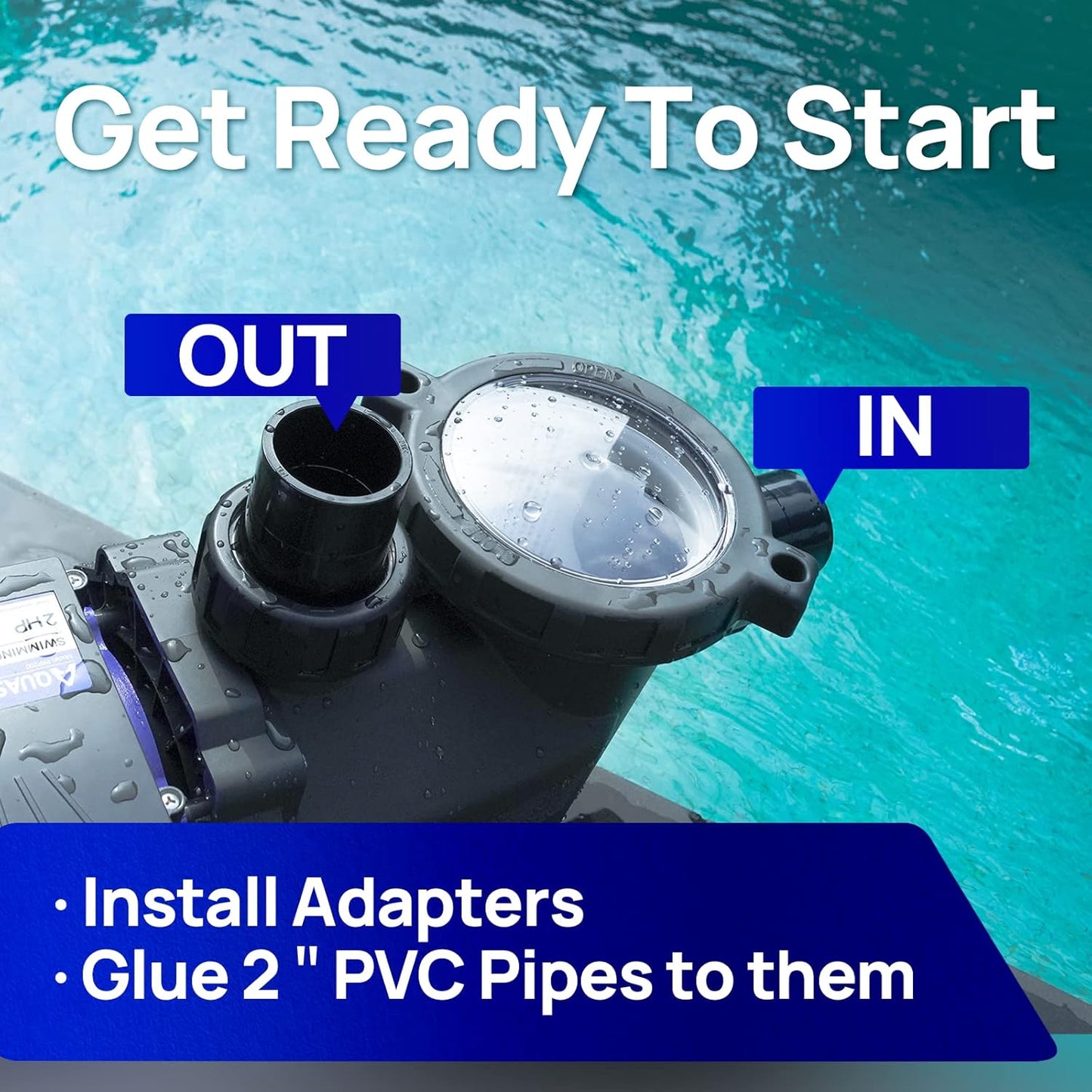 Bomba de piscina, 3 HP, Alto flujo, con cesta de filtro, Aquastrong.