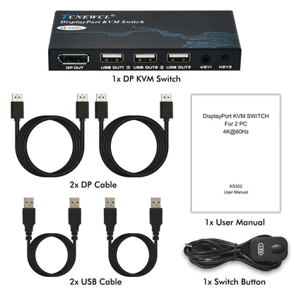Interruptor KVM HDMI 4K@60Hz KVM para 2 ordenadores,TCNEWCL