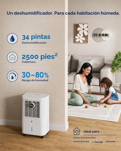 Deshumidificador Dravonic DA121, de 2500 ft , 34 pintas, Temporizador