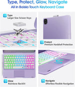 Funda con teclado para iPad de 10.ª gen. giro 360 y retroiluminación.