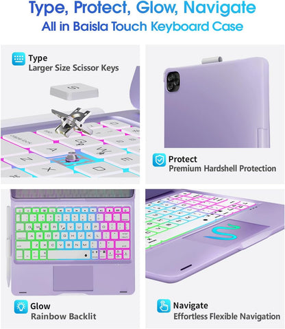 Funda con teclado para iPad de 10.ª gen. giro 360 y retroiluminación.