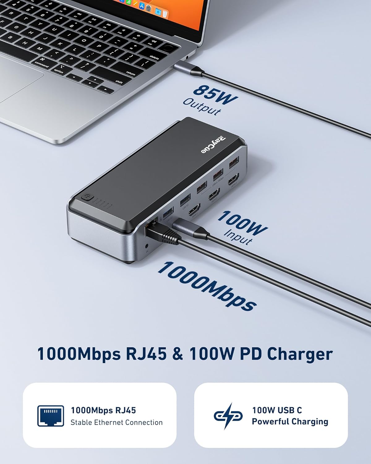 Estación Raycue de acoplamiento USB C Triple Monitor