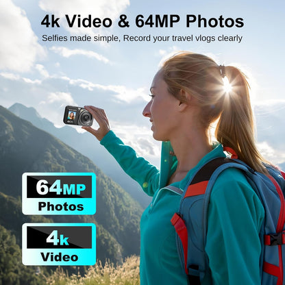 QUOLODOO - Cámara 4K de 64 MP con doble visualización.