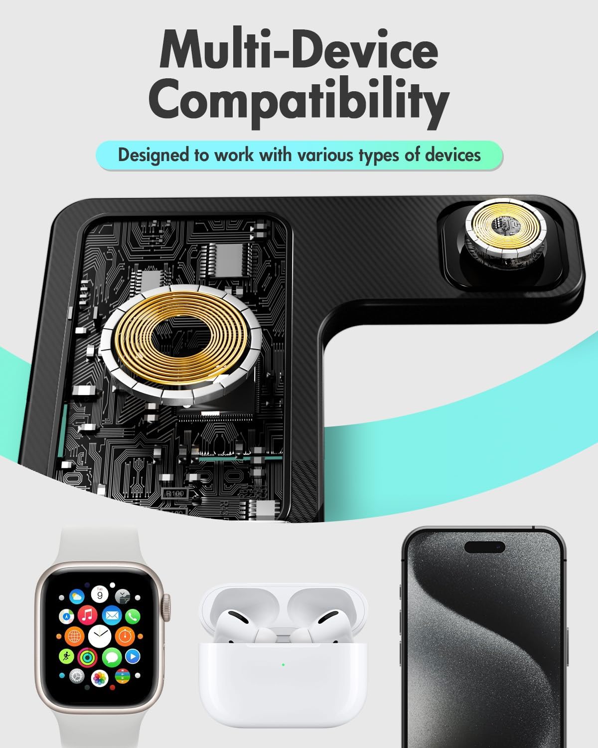 Estación de carga inalámbrica 3 en 1 plegable 15W