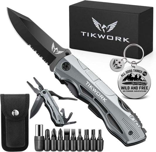 Navaja Multiherramienta para hombres, Tikwork, Con estuche.