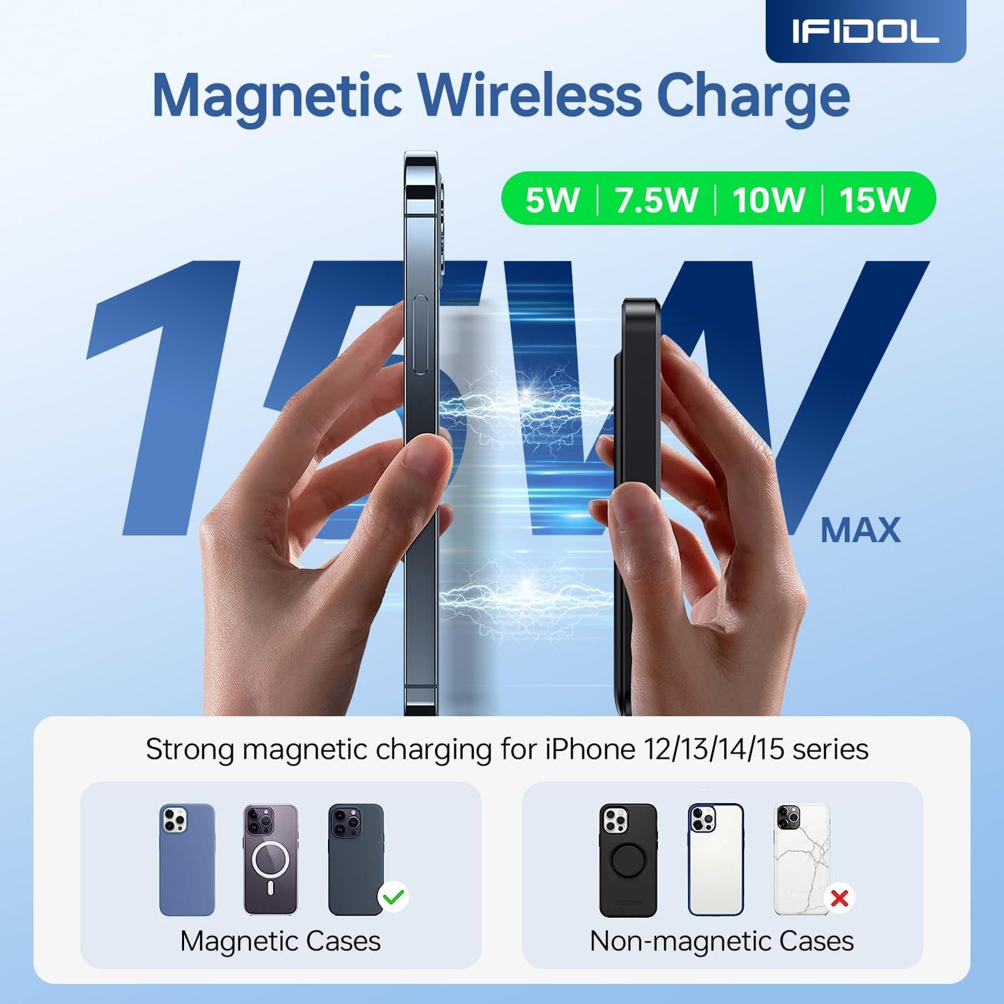 Cargador portátil W12 inalámbrico para Magsafe