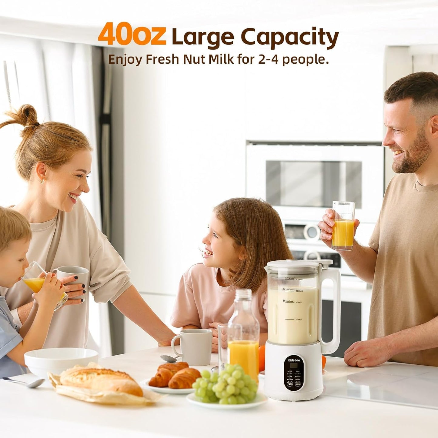 Máquina automática para hacer leche de granos, 8 en 1, 40 onzas.