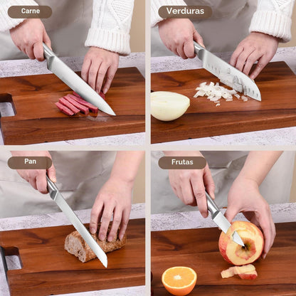Juego de cuchillos de cocina Helaoban con bloque y afilador, 14 piezas
