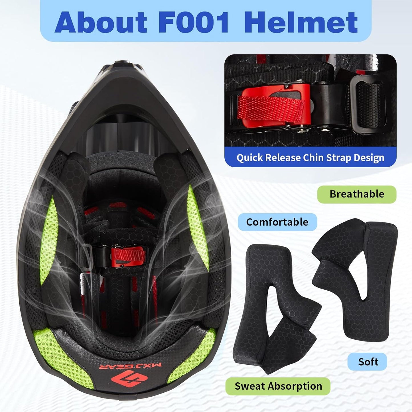 Casco de motocross para niños, con gafas y guantes, (USADO).