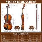 Juego de violín Kmise acústico 4/4, con estuche, colofonia y cuerdas.