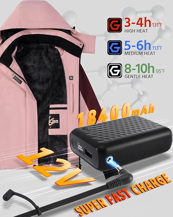 Chamarra térmica para mujer, de grafeno, impermeable, Wulcea (L).