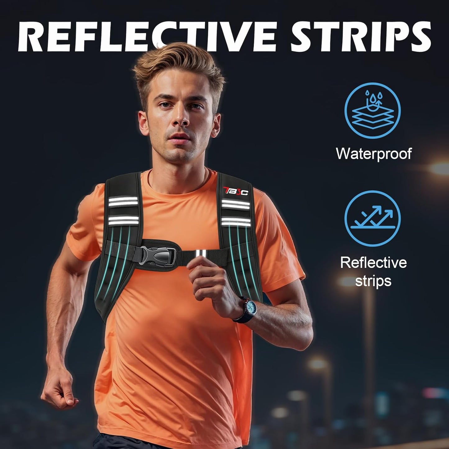 Chaleco con peso de 8lb, banda reflectante para principiantes TB3C.