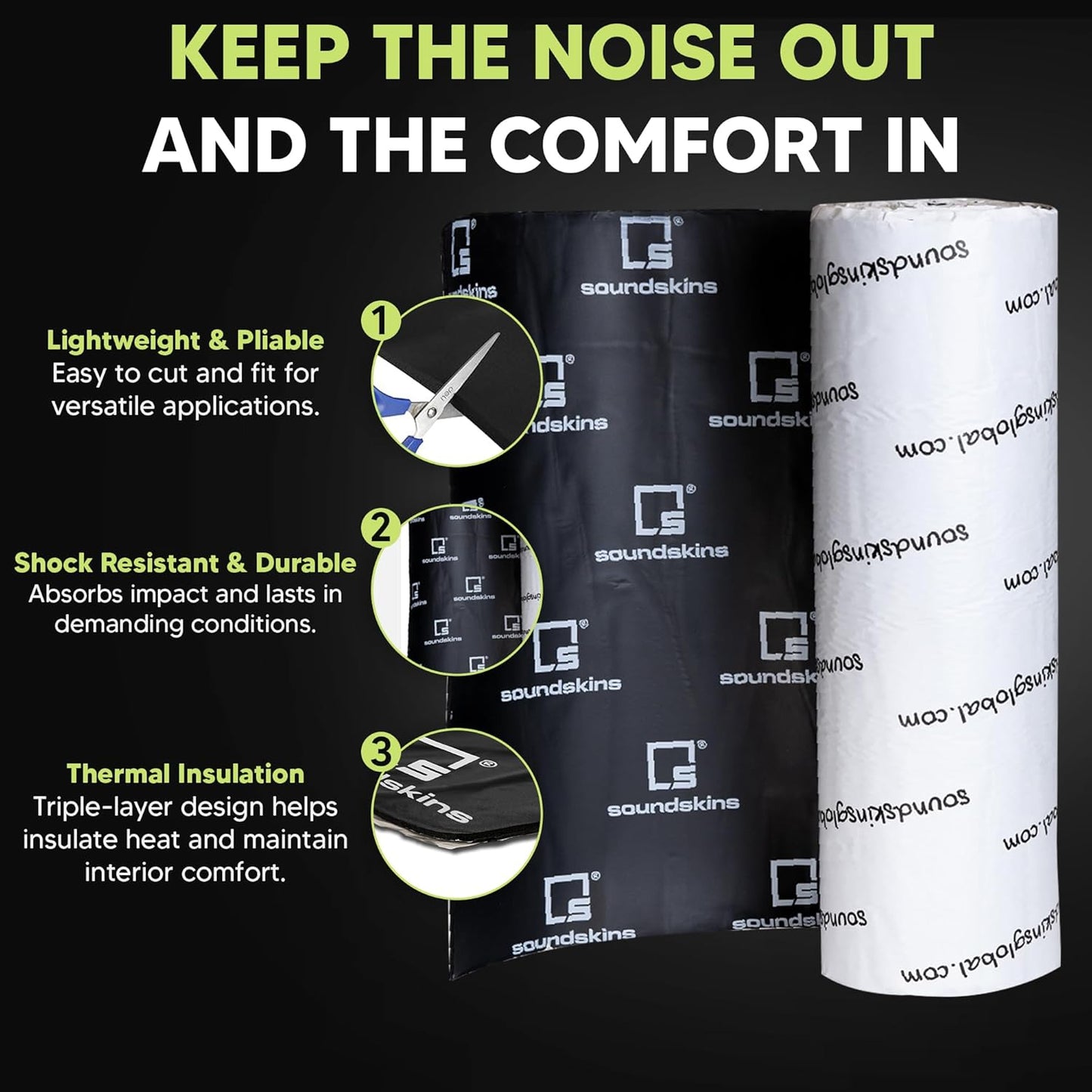 Lamina insonorizante SoundSkins, 11 SQ-FT, amortiguación de Sonido.