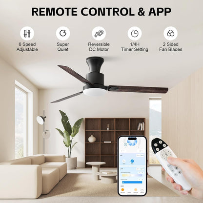 Ventilador de techo, empotrable, 42", control remoto, luz regulable.