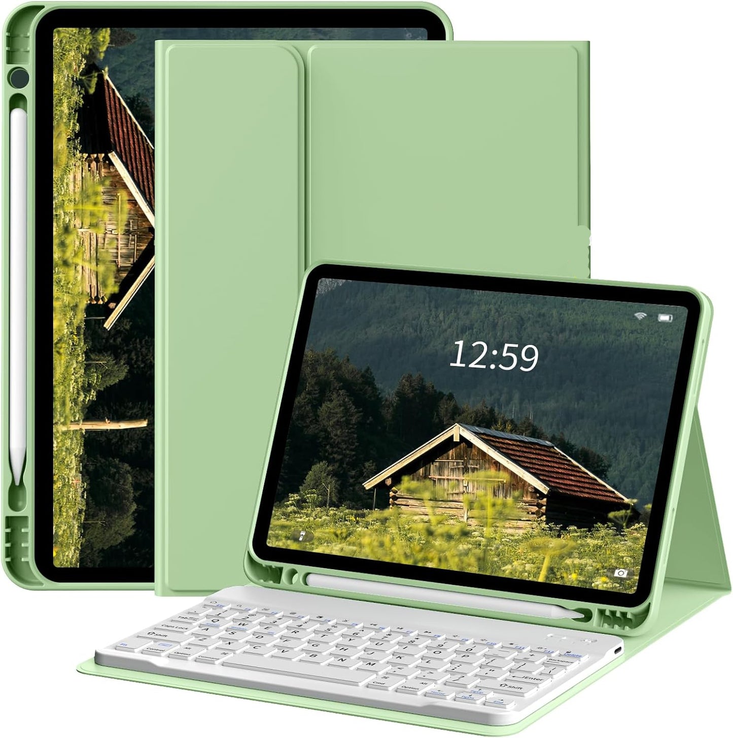 Funda Kenke para iPad de 11", con teclado, Bluetooth, portalápices.(USADO).
