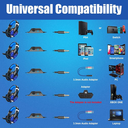 Auriculares estéreo para Videojuegos, Bengoo G9000, Azul.