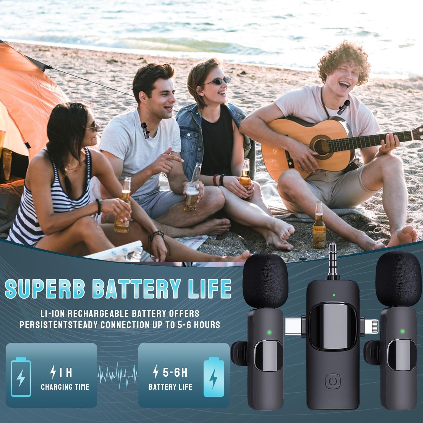 Micrófono inalámbrico iPhone, Android y cámara