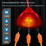 Carrete de cable de extensión retráctil Vevor, 30 ft toma triple iluminada
