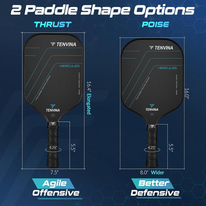 Palas de Pickleball TENVINA, de fibra de carbono texturizada multicapa.