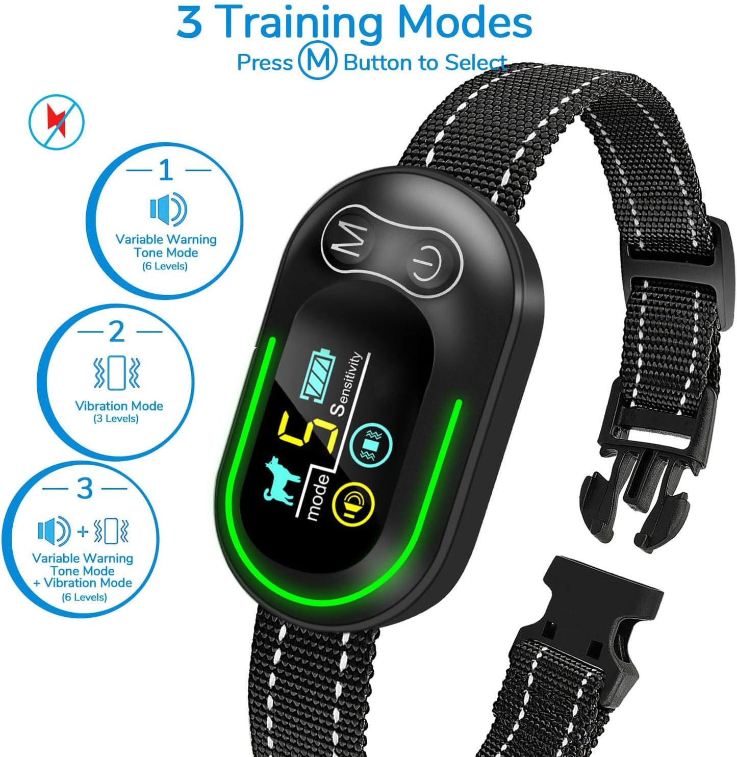 Wizco - Collar de ladridos inteligente recargable para perros.