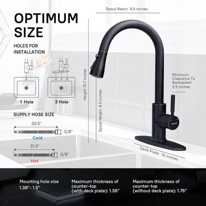 Grifo de cocina con pulverizador extraíble WEWE, arco alto (DETALLE)