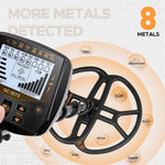 Detector de metales Hazlewolke GC-1073, 13"- 8 tipos de metales