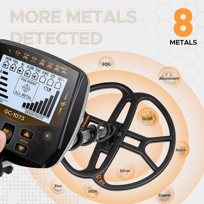 Detector de metales Hazlewolke GC-1073, 13"- 8 tipos de metales