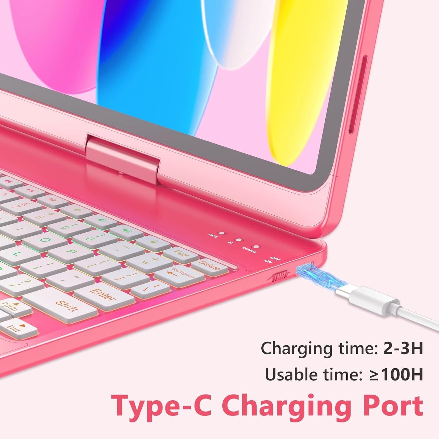 Funda con teclado táctil para iPad de 11", Fuwang, giratoria 360.