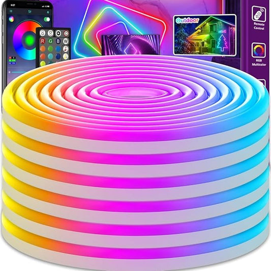 Tira de luces LED de neón de 60 pies, Control remoto, RGB.(USADO)