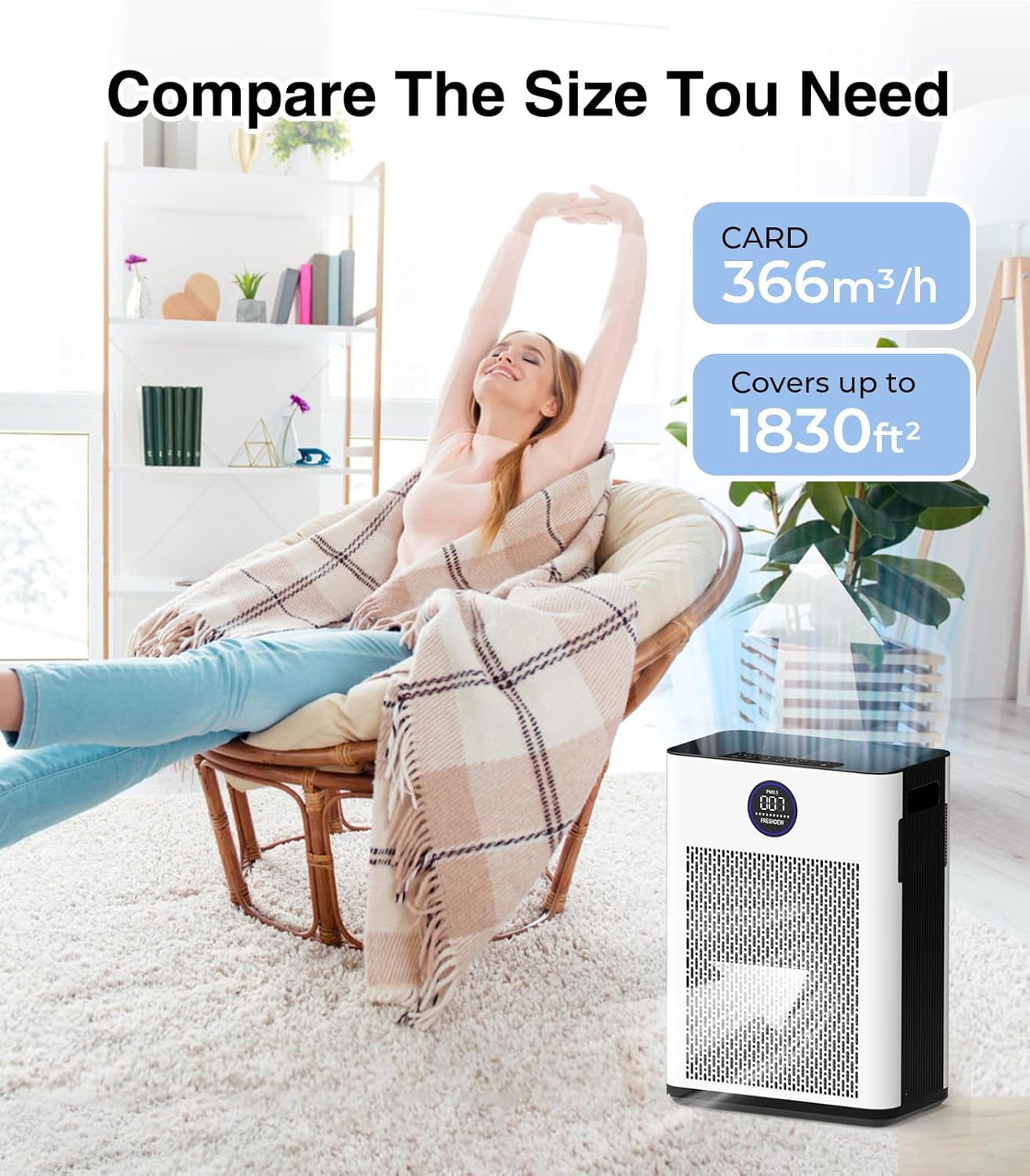 Purificador de aire, Aijowset, filtro HEPA, temporizador.