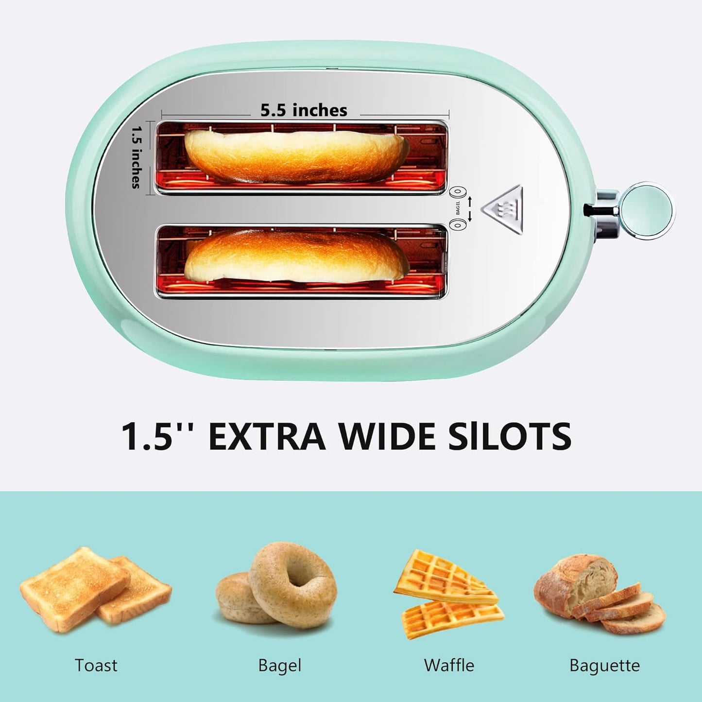 Tostador 2 rebanadas, acero inoxidable REDMOND aguamarina.