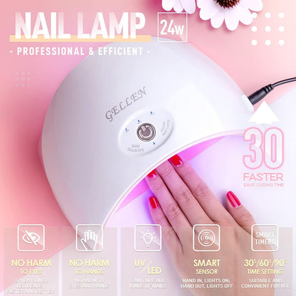 Kit Uñas Gel Gellen 10 Colores Lámpara UV LED