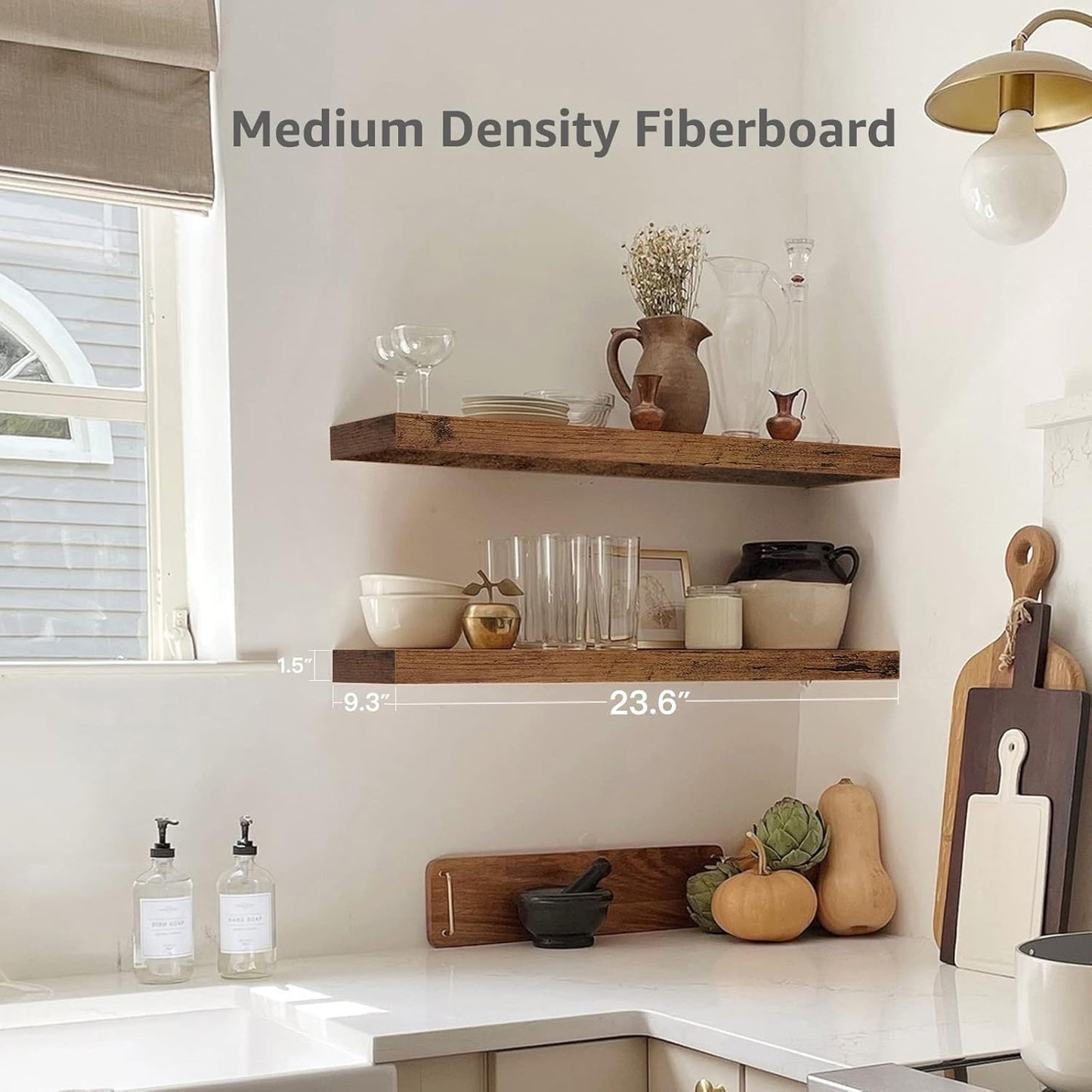 Repisas flotantes, para pared, 2 piezas, 23.6 X 9.3", rustico/moderno.