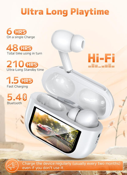 Auriculares inalámbricos Bluetooth 5.4, con visualización táctil.