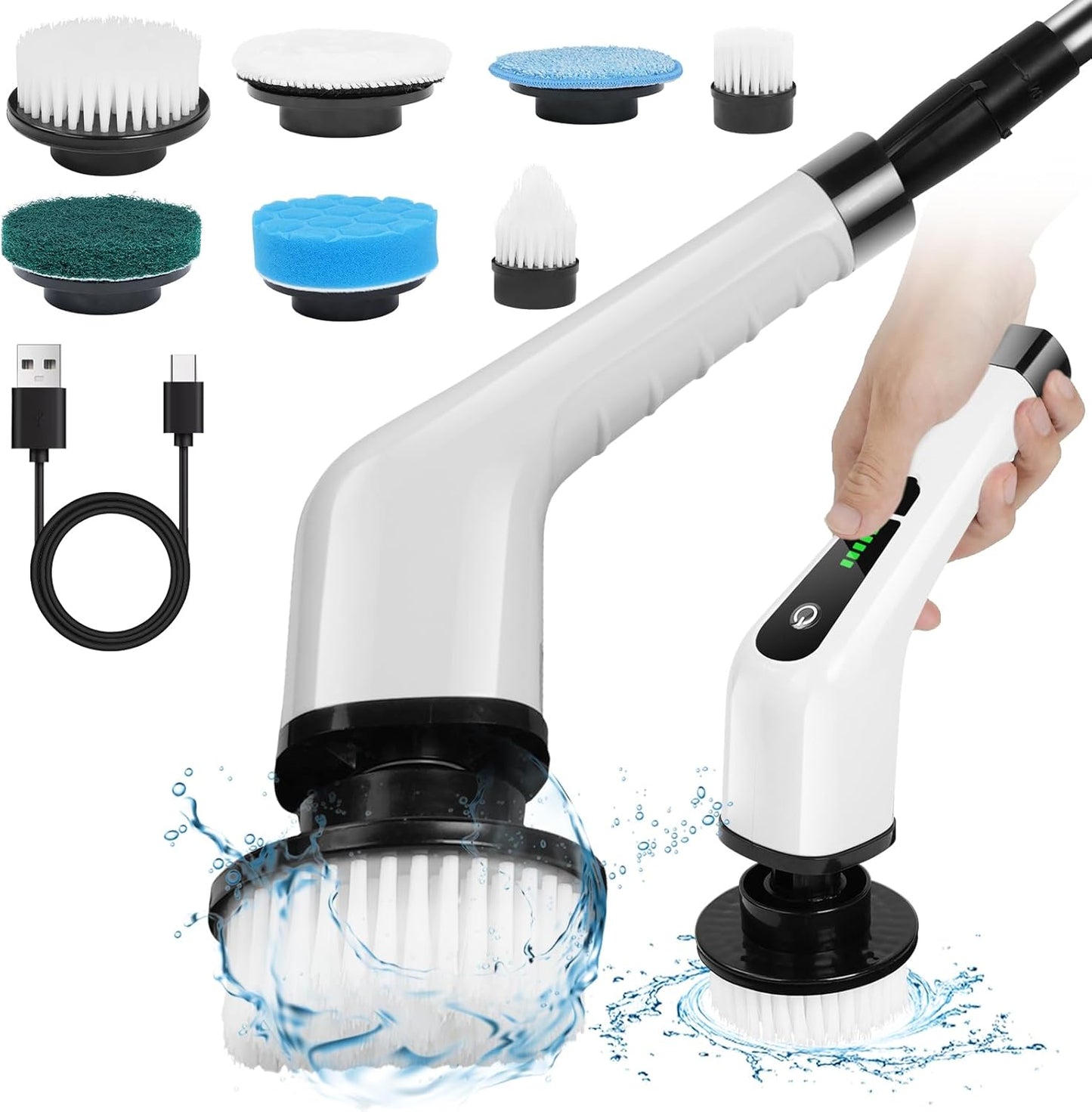 Cepillo eléctrico giratorio OSDUE, inalámbrico, para ducha, con 8 cabezales reemplazables.