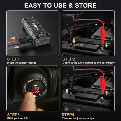 Arrancador de coche Avapow, portátil de 12 V con cables, 4000A.