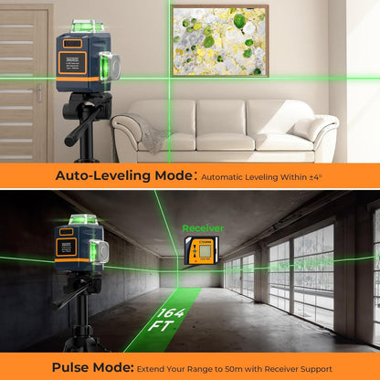 Nivel láser CIGMAN CM701T, 3x360° con trípode ajustable, Recargable.