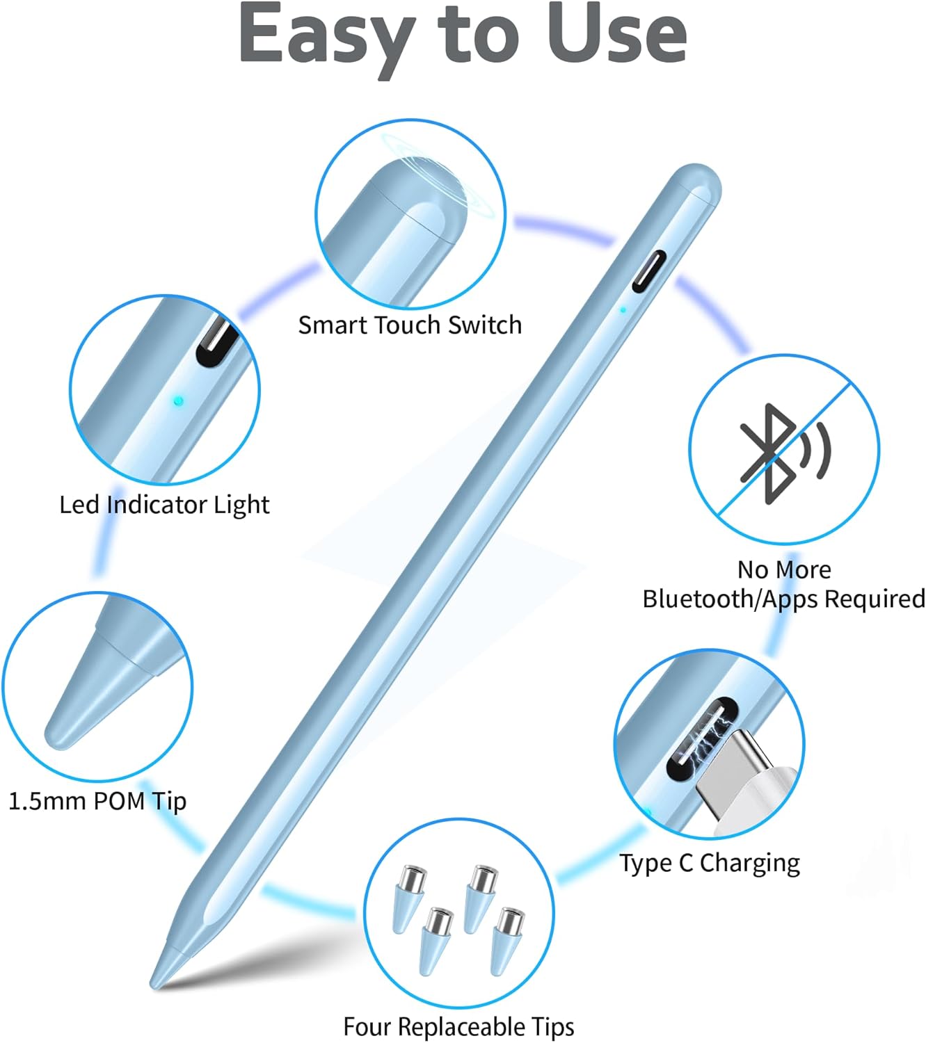 Lapiz óptico, stylus pen, compatible con pantallas táctiles.