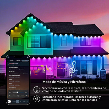 Luces permanentes KSIPZE para exteriores de 100FT, RGB+IC