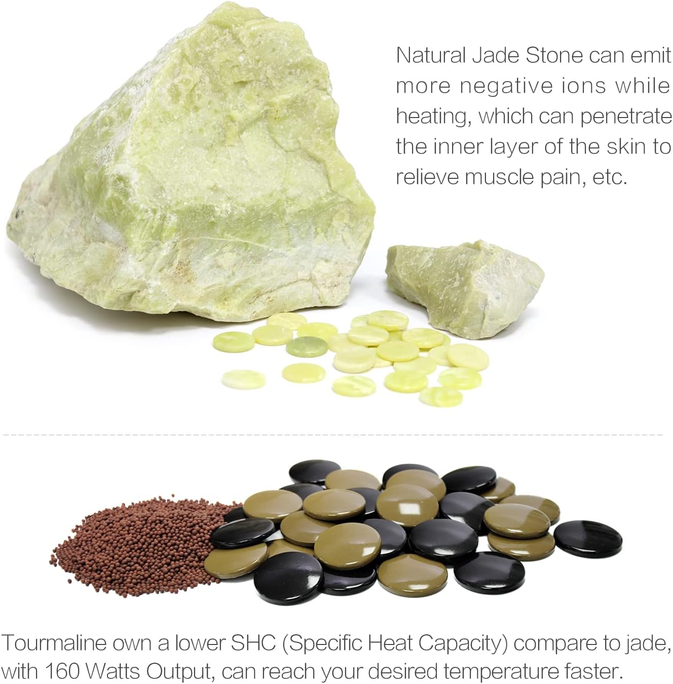 UTK Manta de sauna infrarroja, jade natural y piedra de turmalina.