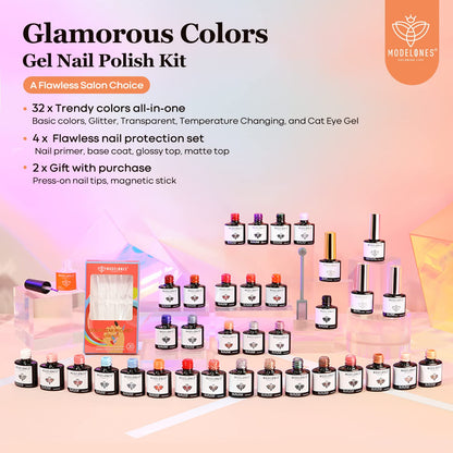 Modelones, Kit de 38 esmaltes de uñas en gel, Colores B-Glamorous.