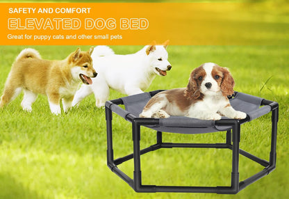 Cama elevada para perros o gatos pequeños, malla lavable y transpirable.