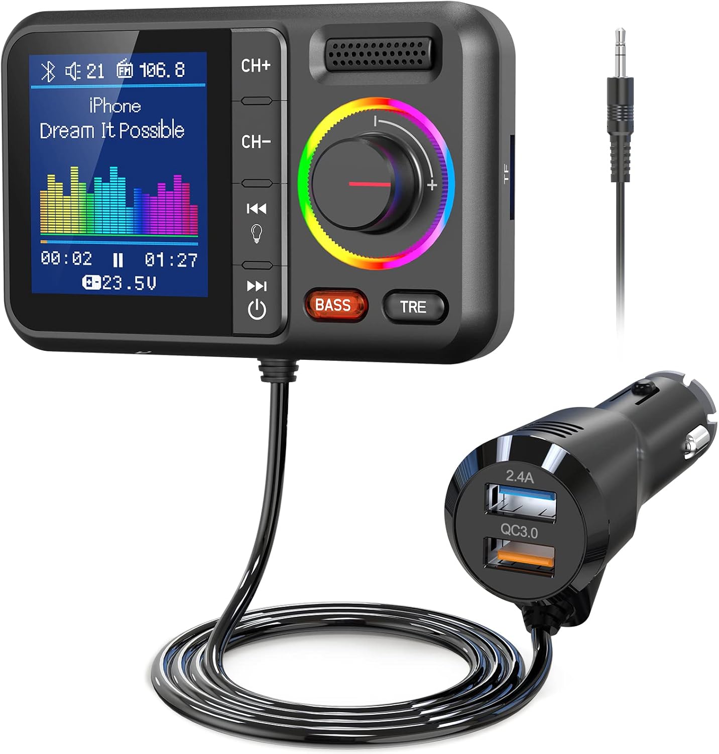 Nulaxy Transmisor FM Bluetooth para coche reproductor música