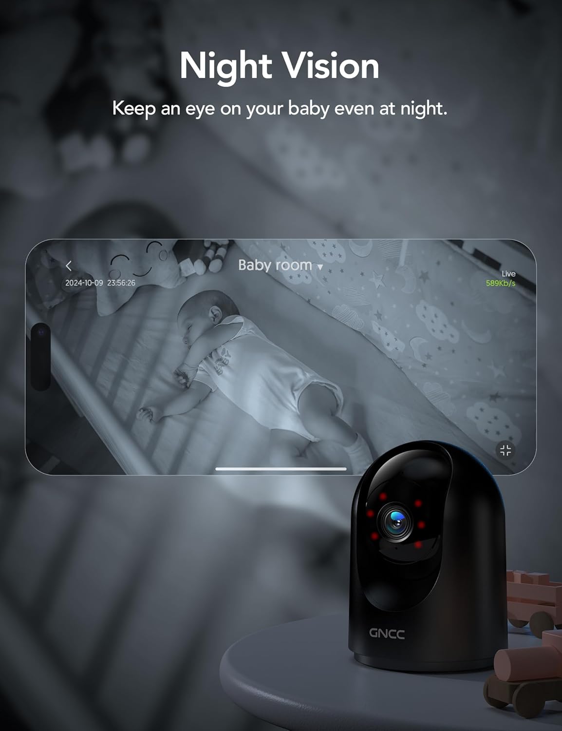 GNCC 2K Cámara Vigilancia WiFi Visión Nocturna (USADO)