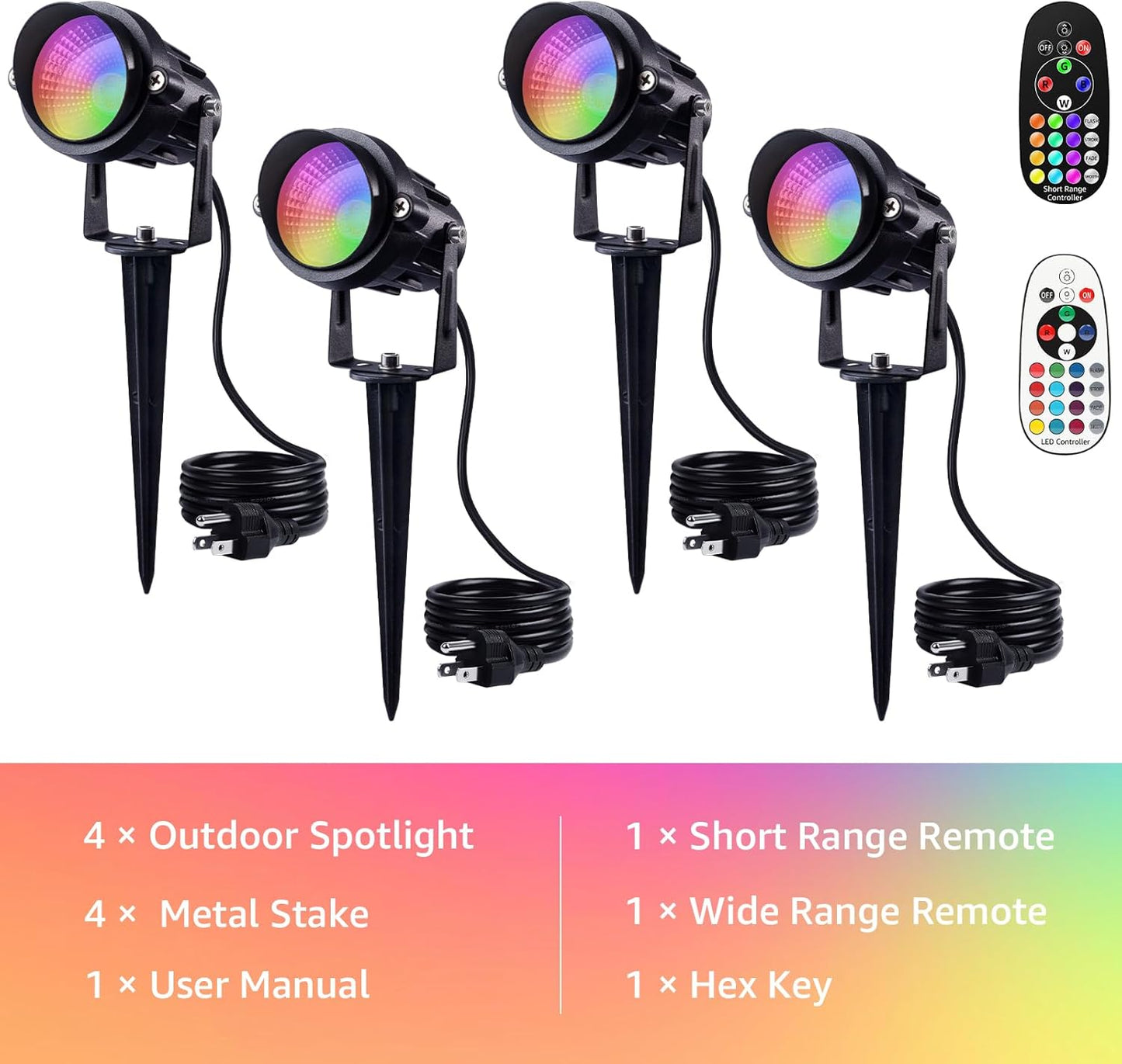 Luces de paisaje, impermeables, con control remoto, RGB, Sunvie.